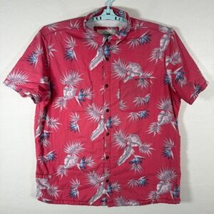 California Cowboy Shirt Mens 3XL Red Button Up Sherpa Fleece Lined Floral *Scuff